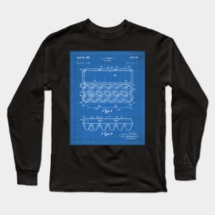 Egg Carton Patent - Kitchen Chef Farming Farmhouse Art - Blueprint Long Sleeve T-Shirt